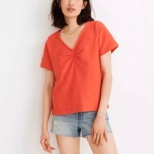 Madewell Ottoman Jacquard Ruched-Front Top size XXS